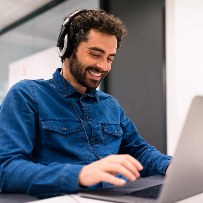 Man on a call with a customer 